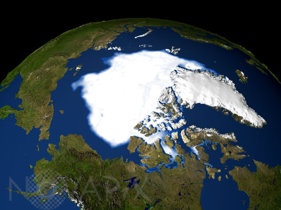 Pôle nord par satellite 09/2005