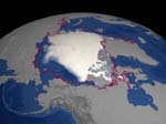 Pôle nord par satellite 09/2004