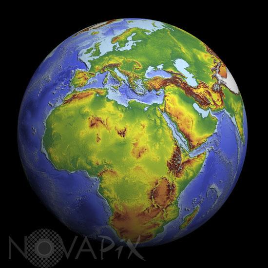 Altimetric view of earth.
