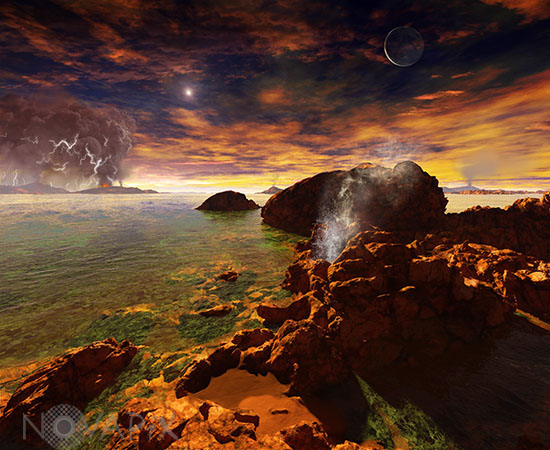 Vie sur Terre primitive - Vue d'artiste