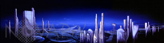 Ville du futur et astroport - Vue d'artiste