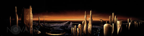 Ville du futur et astroport - Vue d'artiste
