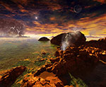 Vie sur Terre primitive - Vue d'artiste