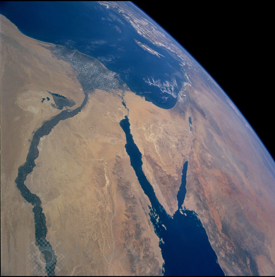 Egypte vue par la navette Atlantis en 2000.