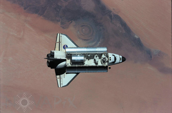 Space shuttle above Richat structure, Mauritania