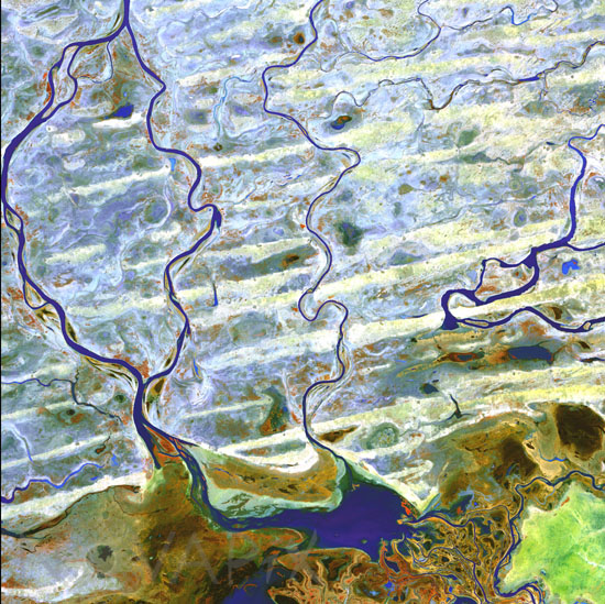 Fleuve Niger -Mali- vu par le satellite Terra 02/2003