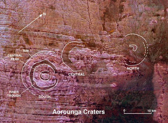 Cratère d'Aorounga -Tchad- vu par radar 04/1994