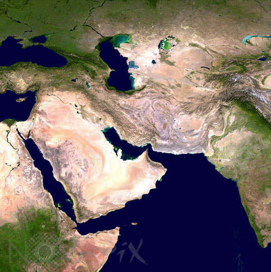 Asie occidentale vue par satellite