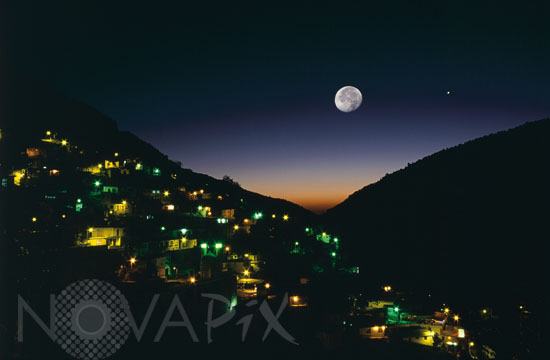 Moonset above Masuleh village in Iran