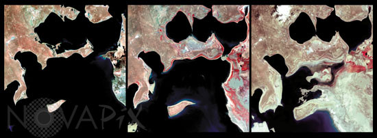 Mer d'Aral vue de 1973 à  2000