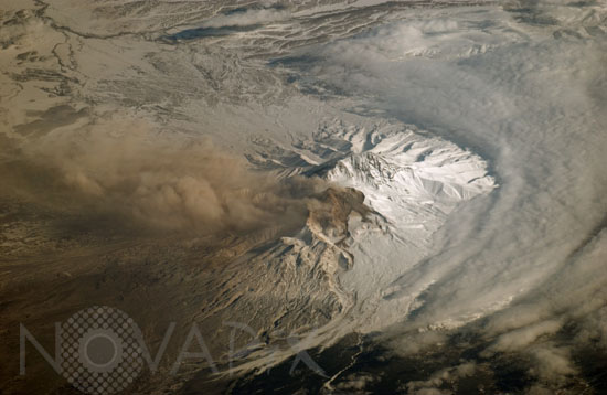 Shiveluch volcano seen from space
