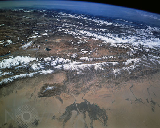 Tibet -Chine- vu par la navette Endeavour 10/1994