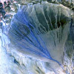 Cône alluvial, Chine, vu par Terra 05/2002