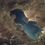 Lac d'Orumieh en Iran vu de l'espace