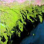 Fleuve Volga -Russie- vu par Landsat-7 08/1999
