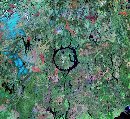 Manicouagan Reservoir as seen from Landsat 7