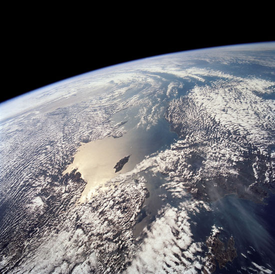 Isle of Man from space shuttle Endeavour