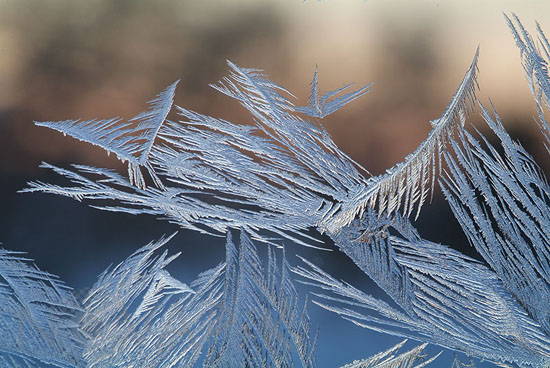 Cristaux de glace sur une vitre