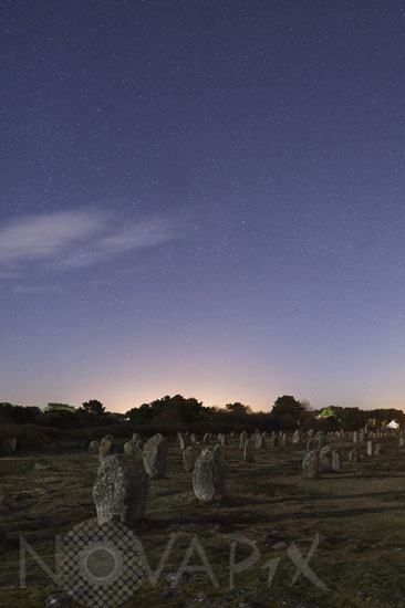 Starry sky above standing stones in Carnac