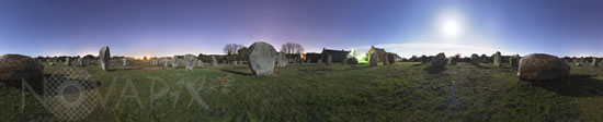 Starry sky above standing stones in Carnac