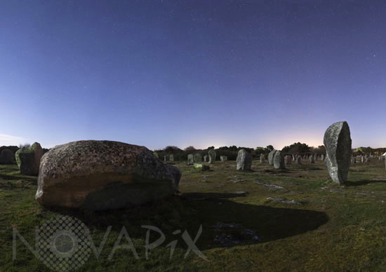 Starry sky above standing stones in Carnac