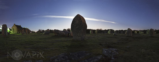 Starry sky above standing stones in Carnac