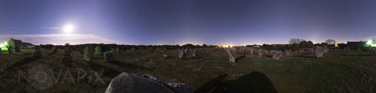 Starry sky above standing stones in Carnac