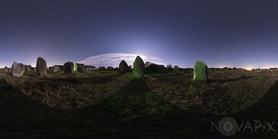 Starry sky above standing stones in Carnac