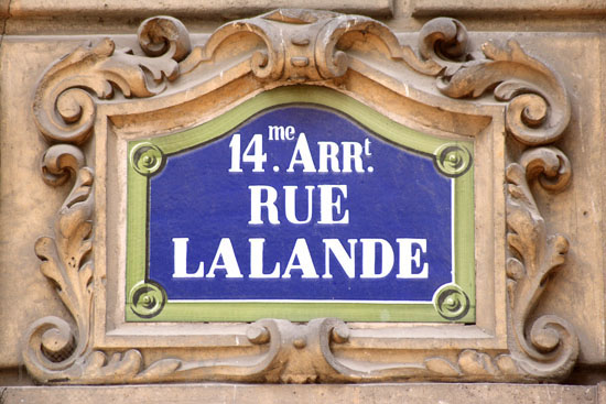 Plaque de la rue Lalande à Paris