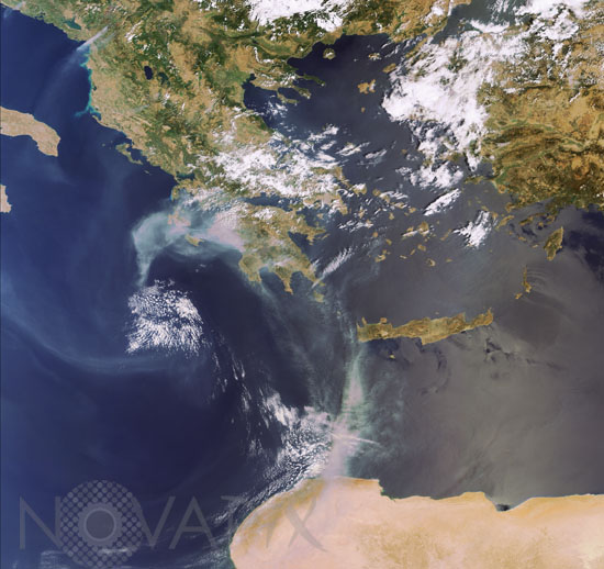 Incendies en Grèce vus par le satellite Envisat 08/2007