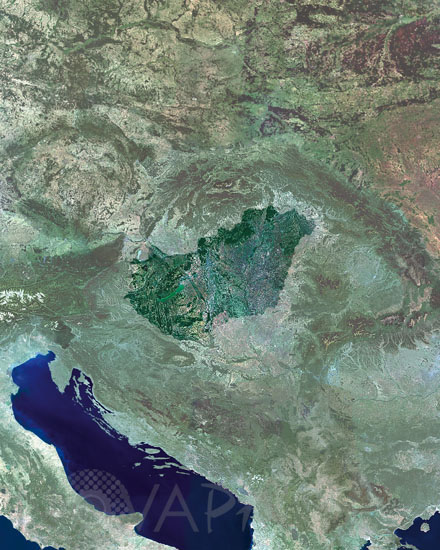 La Hongrie vue par satellite