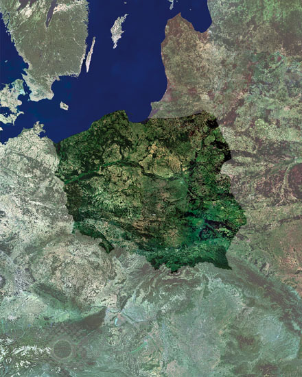 La Pologne vue par satellite