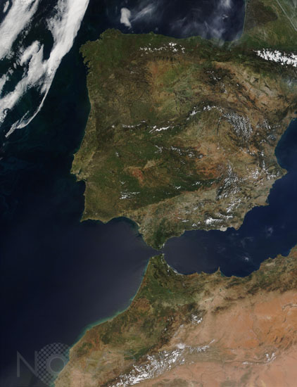 Portugal, Spain and Morocco seen from space