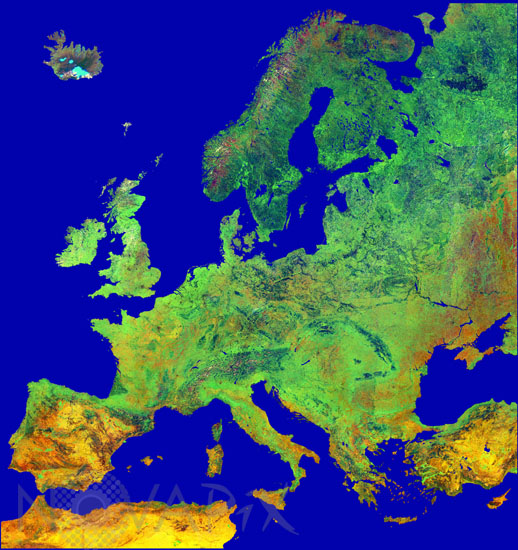 Europe seen by ERS-2 satellite.