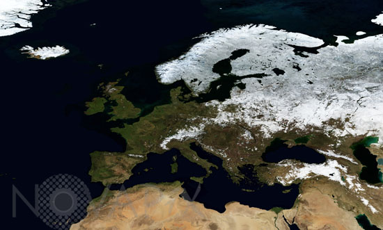 L'Europe vue par satellite en Janvier 2004