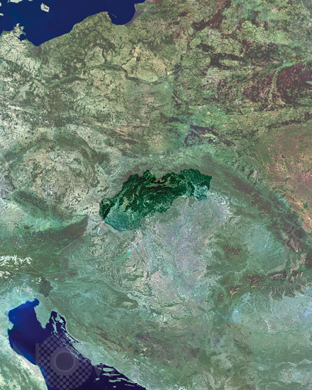 La Slovaquie vue par satellite