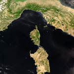 La Corse et la Sardaigne vues par satellite
