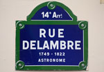 Plaque de la rue Delambre à Paris