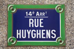 Plaque de la rue Huygens à Paris