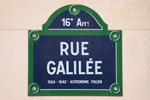 Plaque de la rue Galilée à Paris