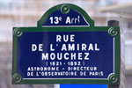 Plaque de la rue de l'Amiral Mouchez à Paris