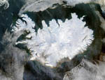 Islande vue depuis le satellite Aqua 28/01/2004