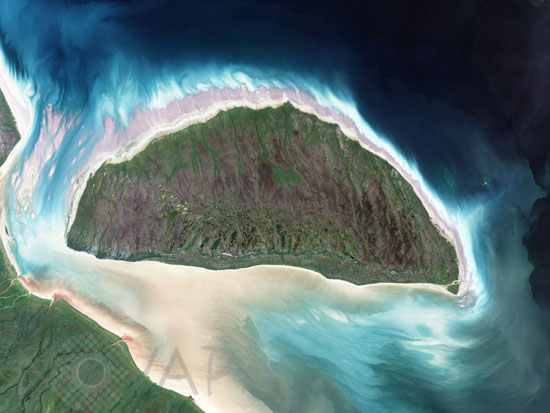 Ile Akimiski, Canada, vue par Landsat-7