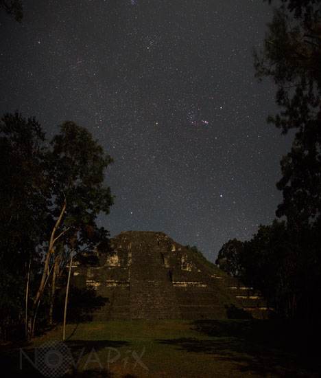 Tikal - Orion constellation above Mundo Perdido Temple