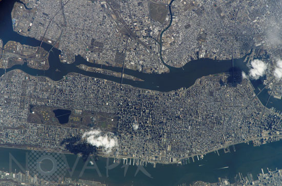 Manhattan, New York, vue de l'espace