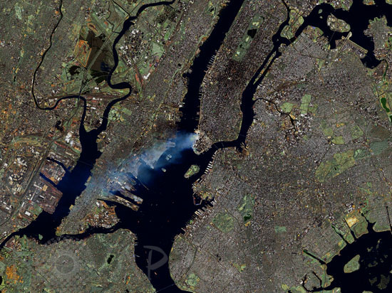 Smoke plume from Manhattan, New York City- 12/09/2001