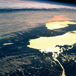 Lac Ontario, lac Erié, vus depuis la navette spatiale Discovery