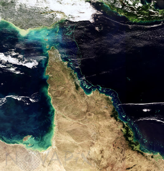 The Great Barrier Reef in Australia from satellite