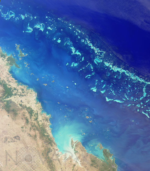 The Great Barrier Reef in Australia from satellite