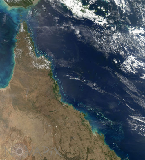 The Great Barrier Reef in Australia from satellite